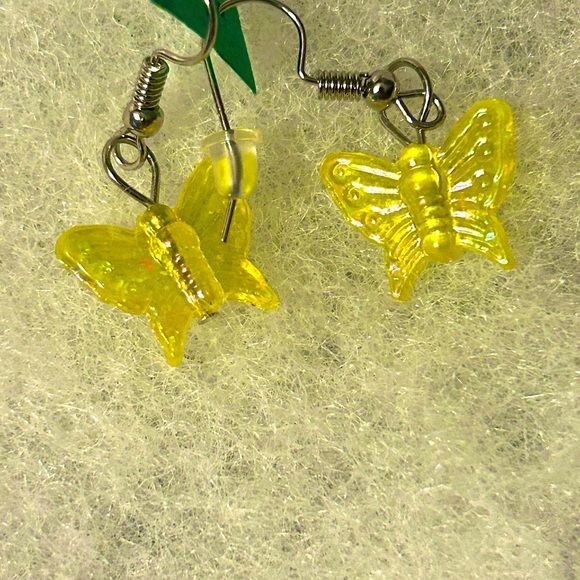 NWT butterfly earrings stainless & ceramic sparkle earring pair designer… - Picture 2 of 7